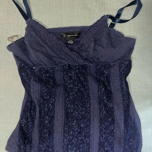 INC International Concepts Dark Blue Lace Camisole Size S